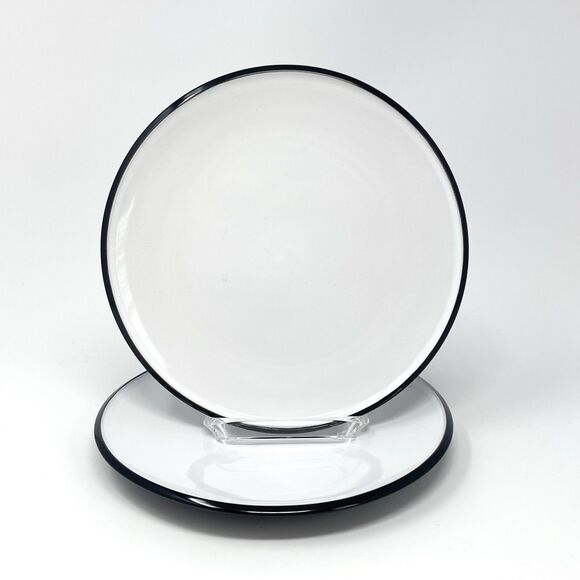 DANSK Kobenstyle Black White Salad Plates Quistgaard Set Of 2 - Picture 1 of 6